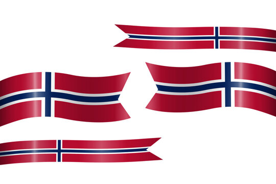 set of flag ribbon with colors of Norway for independence day celebration decoration