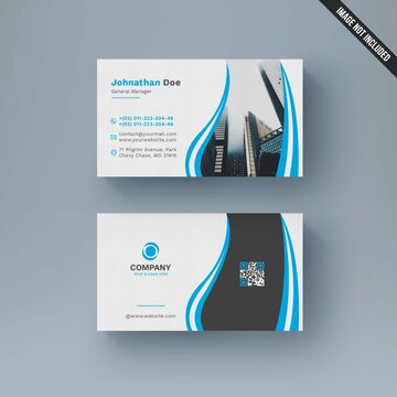 Black White Business Card With Blue Details