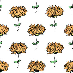 Summer seamless pattern with flowers doodle for decorative print, wrapping paper, greeting cards, wallpaper and fabric