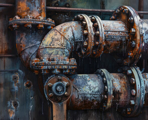 hydraulic pipes, cover, photo realist