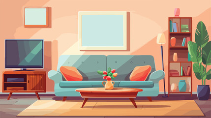 Living room with furniture. Cozy interior with sofa