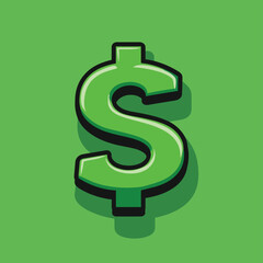 Green dollar sign vector icon illustration