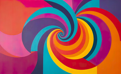 Obraz premium An abstract background of Fibonacci spirals seamlessly integrated into an unforgettable colorful backdrop. an overall design created using a combination of colors that gradually shift and flow along