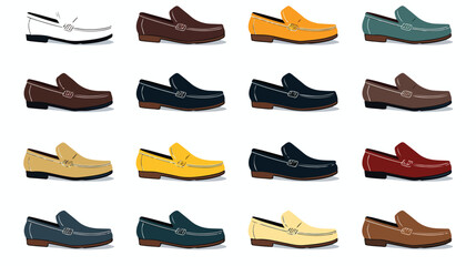 Loafers shoes for men silhouette vector icon 2d fla - obrazy, fototapety, plakaty