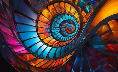 An abstract background of Fibonacci spirals seamlessly integrated into an unforgettable colorful backdrop. an overall design created using a combination of colors that gradually shift and flow along