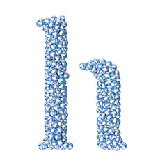 Symbol made of blue volleyballs. letter h