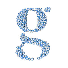Symbol made of blue volleyballs. letter g