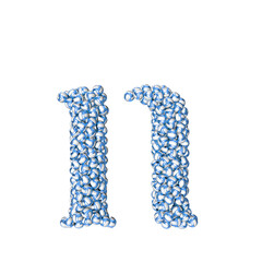 Symbol made of blue volleyballs. letter n
