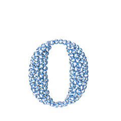 Symbol made of blue volleyballs. letter o