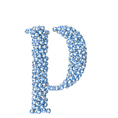 Symbol made of blue volleyballs. letter p