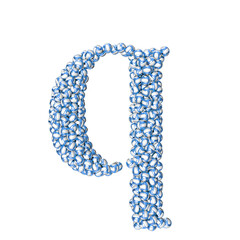 Symbol made of blue volleyballs. letter q