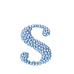 Symbol made of blue volleyballs. letter s