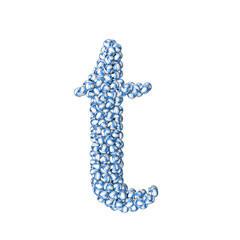 Symbol made of blue volleyballs. letter t