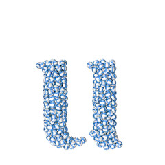 Symbol made of blue volleyballs. letter u