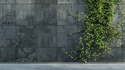 a large wall with some green plants on it, in the style of contemporary conceptual - obrazy, fototapety, plakaty