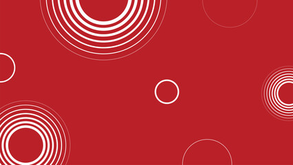 Abstract geometric red background with white concentric circles.