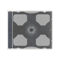 isolated old music CD disc jewel case without compact disk and cover in transparent background, y2k...