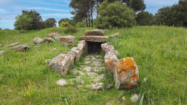 Tomb of the Nuragic Giants sa sedda e Sa Caudeba in Collinas in central Sardinia