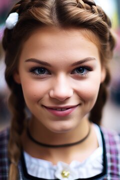 a woman with braided hair smiling