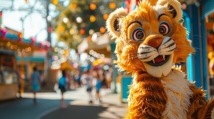 Theme Park Mascot entertaining park visitors