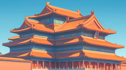 Fototapeta na wymiar Chinese temple in Beijing, China. The temple is a symbol of China.