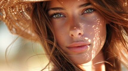 Woman in straw hat and dress