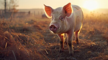 A Pig in Golden Sunset Light