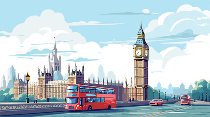 London 2d flat cartoon vactor illustration isolated