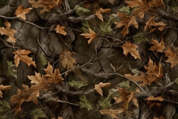 Autumn Leaves and Twisted Branches Pattern