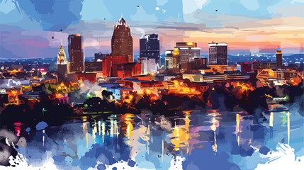 Louisville City in Kentucky USA. Watercolor splash