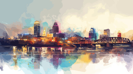 Louisville City in Kentucky USA. Watercolor splash - obrazy, fototapety, plakaty