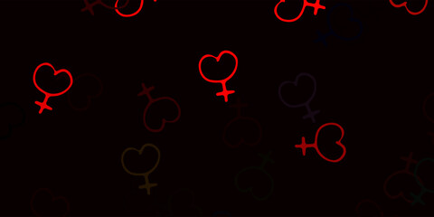 Light Orange vector texture with women's rights symbols.