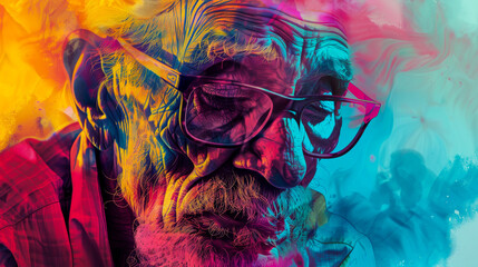 Dynamic Digital Representation of an Elderly Man in Popup Art
