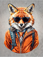 A Painting of a Fashionable Fox Exuding Confidence in the City