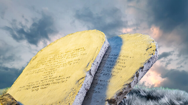 The tablets with the Ten Commandments of the Bible