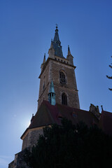 Caslav, Czech Republic - February 24, 2024 - the Church of St. Peter and Paul on a sunny winter morning
