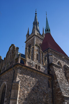 Caslav, Czech Republic - February 24, 2024 - the Church of St. Peter and Paul on a sunny winter morning