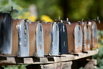 Line Of Rusty Mailboxes