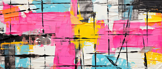 Abstract Art Canvas Exploding with Bold Pink and Yellow Hues for Modern Creative Design