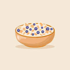 oatmeal with blueberry,vector illustration