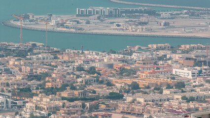 Fototapeta premium Aerial view of Dubai man made Daria Island, Dubai, United Arab Emirates