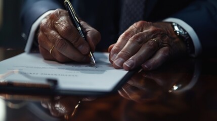 A Closeup of Signing a Document