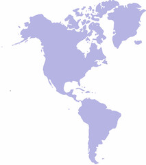 Outline Map Of The American Continent, South America, North America, Central America, On A White Background