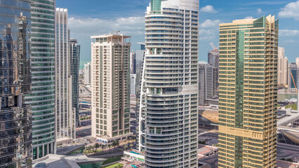 Residential apartments and offices in Jumeirah lake towers district timelapse in Dubai