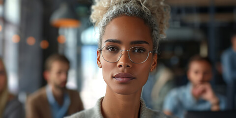 Woman With Glasses Looking at the Camera - obrazy, fototapety, plakaty