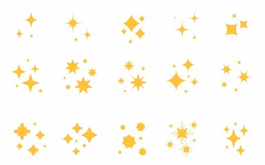 Yellow Sparkles Star Symbols Stars Magic Lights Sparkles Set Magic Shine Effect Starburst