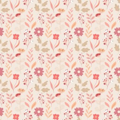 Peach Fuzz Romantic Floral Seamless Pattern Cute Botanical Elegant Small Flowers Pattern 2