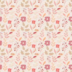 Peach Fuzz Romantic Floral Seamless Pattern Cute Botanical Elegant Small Flowers Pattern 2