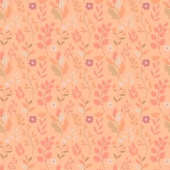 Peach Fuzz Cute Floral Seamless Pattern