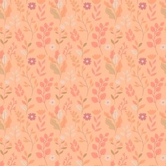 Peach Fuzz Cute Floral Seamless Pattern